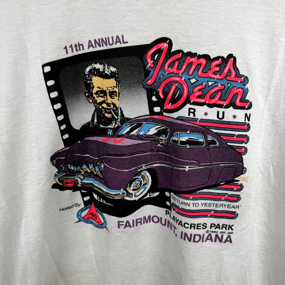 Vintage James Dean Shirt Size XL White Single Stitch Memorial Rod Run 1990 USA - Picture 4 of 9